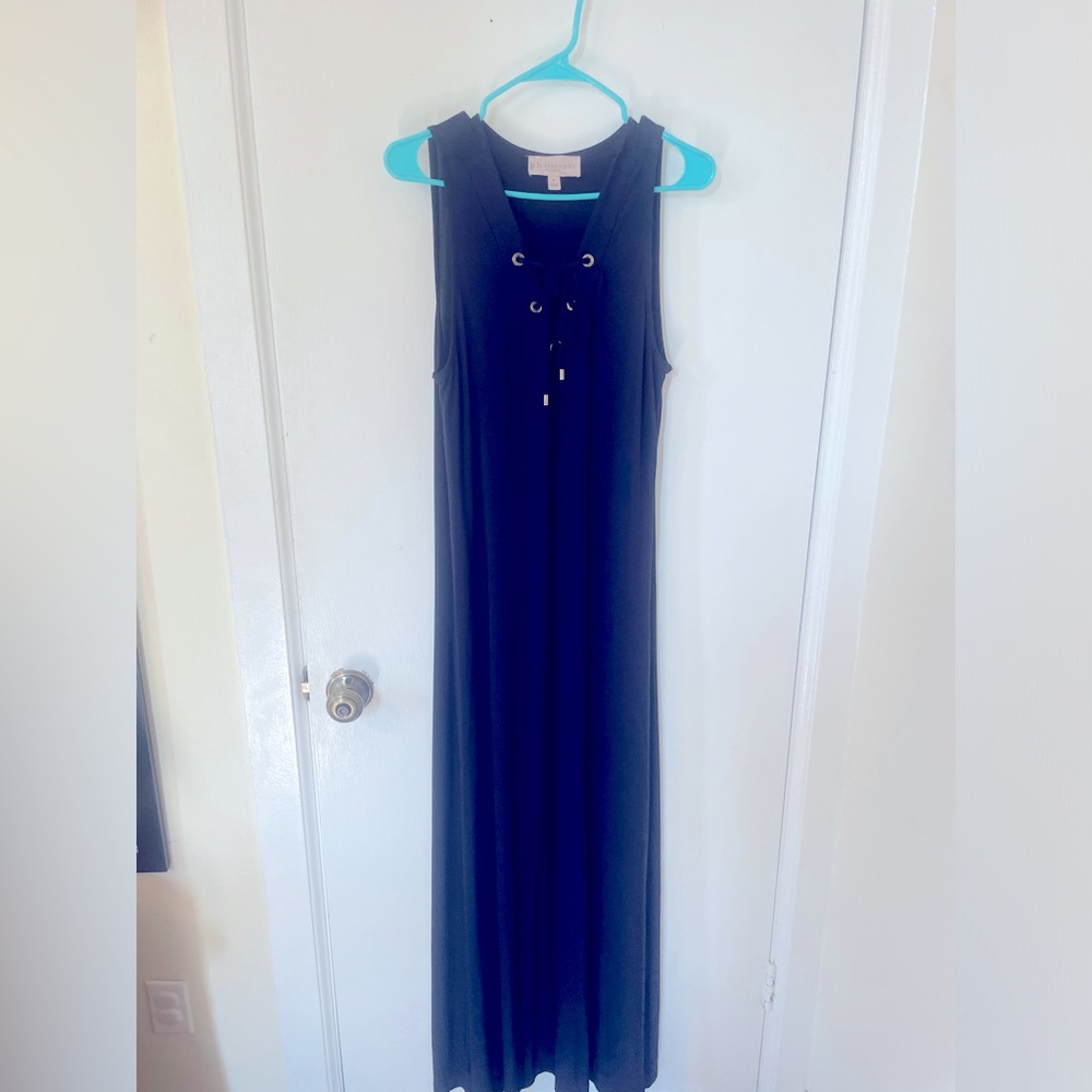 Philosophy size xl long maxi navy blue dress with chest ties